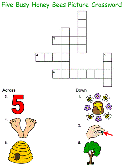 Five Busy Honeybees Crossword Puzzle