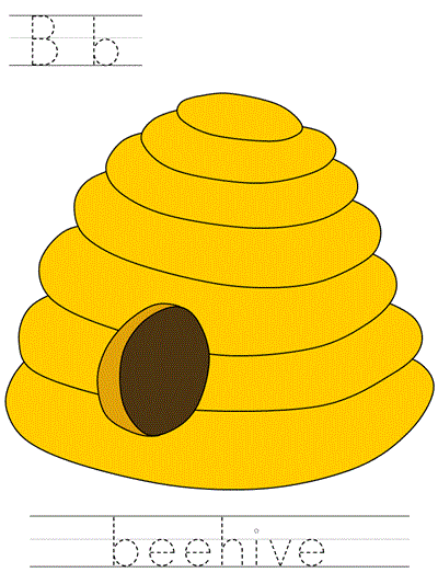 Printable print practice worksheet - Bb beehive