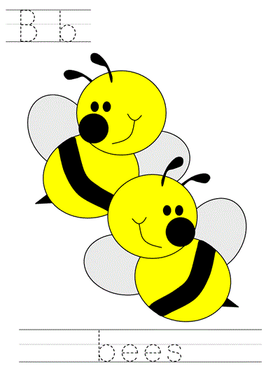 Learn to Print worksheet - Bb bees