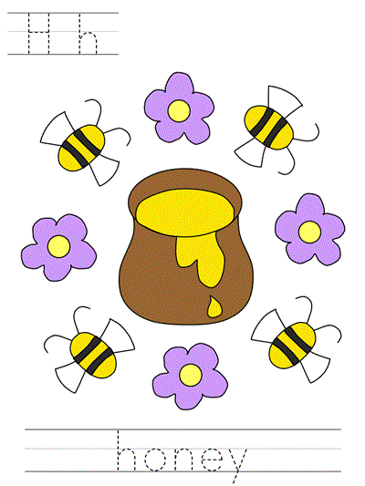 Printable print practice worksheet - Hh honey