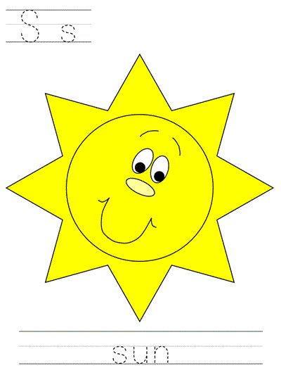 Printable print practice worksheet - Ss sun