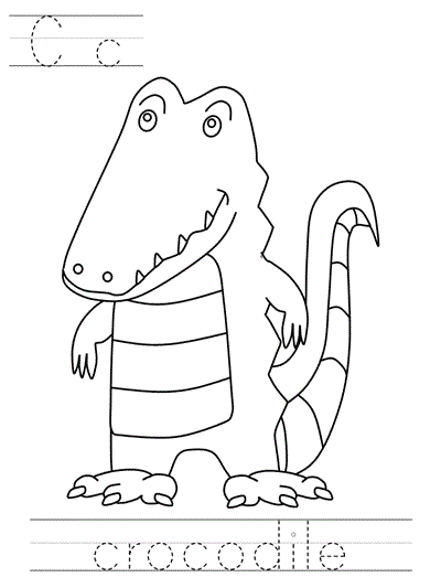 Learn to Print coloring page - Cc crocodile