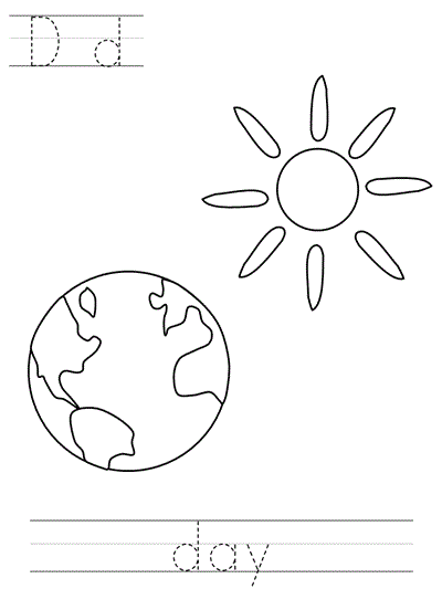 Learn to Print coloring page - Dd day