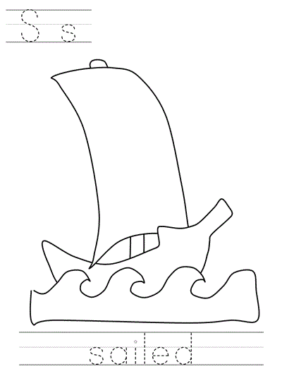 Learn to Print coloring page - Ss sailed