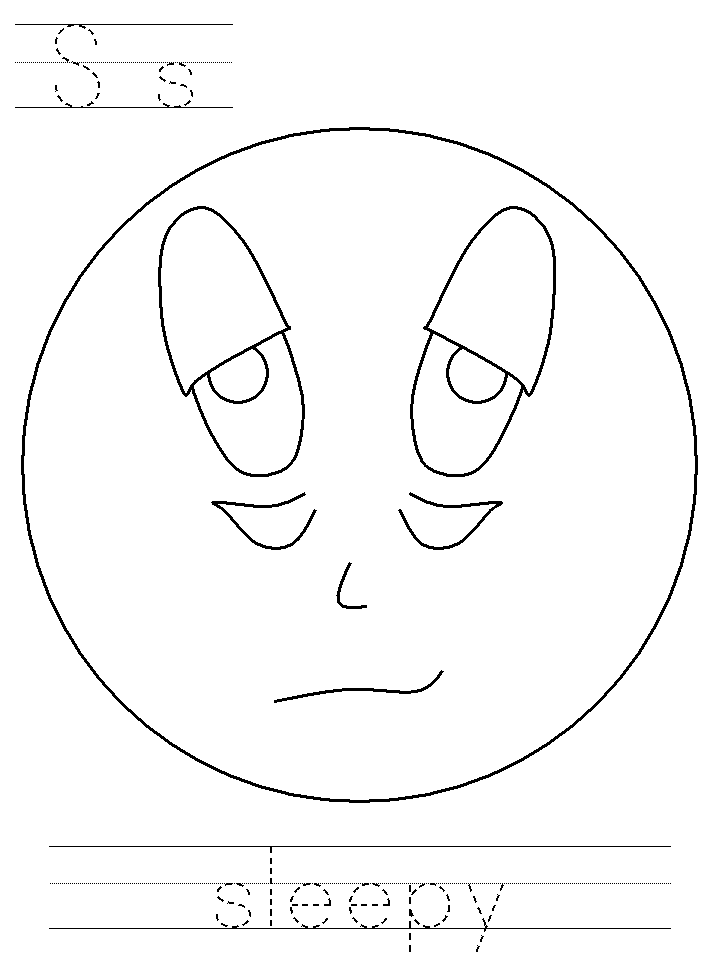 Printable print practice coloring page - Ss sleepy
