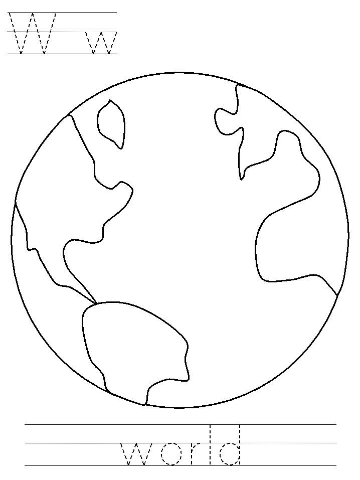 Printable print practice coloring page - Ww world