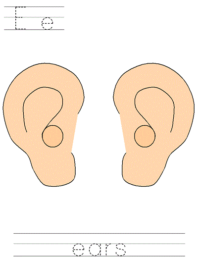 Printable print practice worksheet - Ee ears