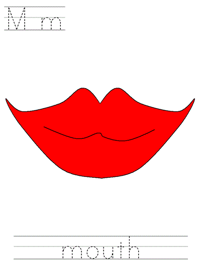 Printable print practice worksheet - Mm mouth