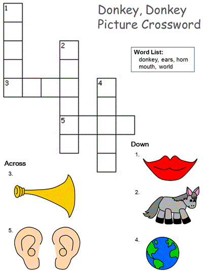 Picture Crossword Puzzle for Donkey, Donkey, Old and Gray