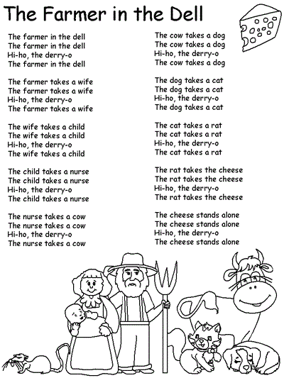 farmer in the dell printable coloring page