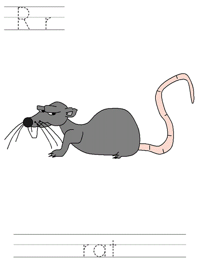 Printable print practice worksheet - Rr rat