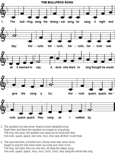 sheet music for The Bullfrog Song