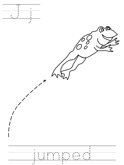 Learn to Print coloring page - Jj jumped
