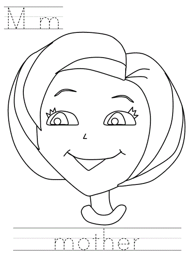 Learn to Print coloring page - Mm mother