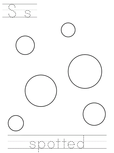 Learn to Print coloring page - Ss spotted