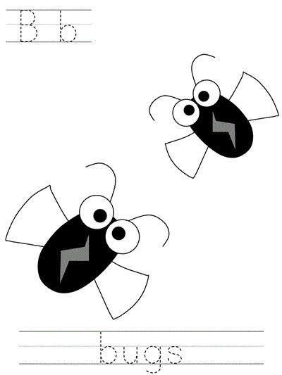 Learn to Print worksheet - Bb bugs
