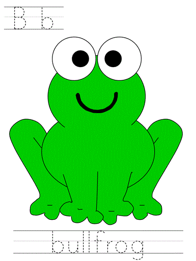 Learn to Print worksheet - Bb bullfrog