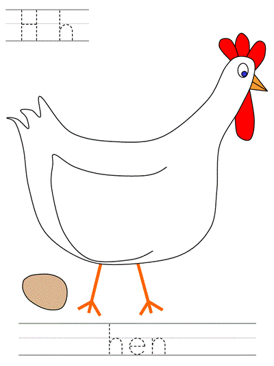 Learn to Print worksheet - Hh hen