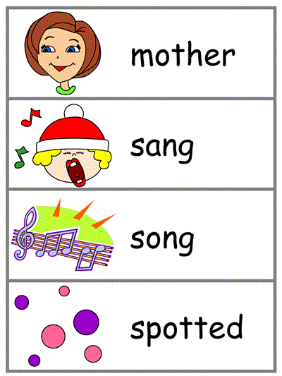 Word Wall Words - mother, sang, song, spotted