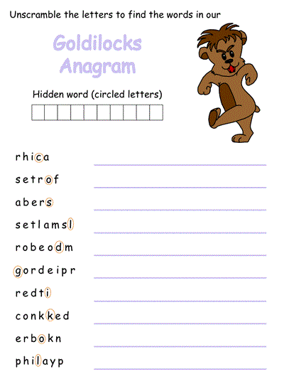 Goldilocks Anagram Puzzle