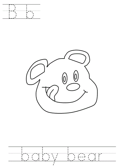 Printable print practice coloring page - Bb baby