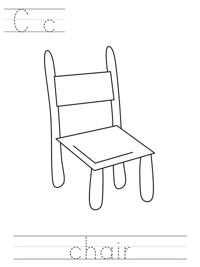 Printable print practice coloring page - Cc chair