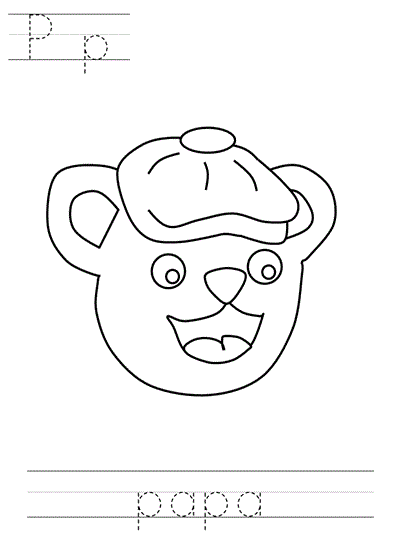 Printable print practice coloring page - Pp papa