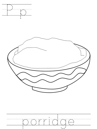 Printable print practice coloring page - Pp porridge