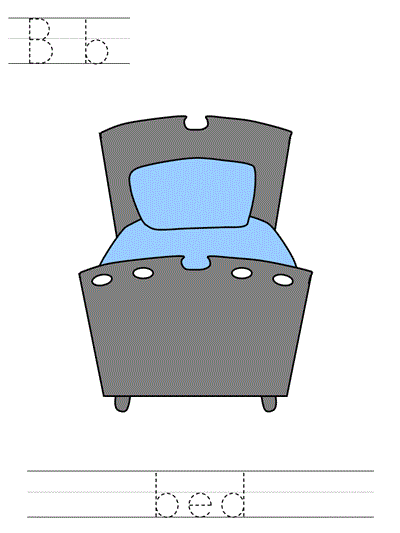 Printable print practice worksheet - Bb bed