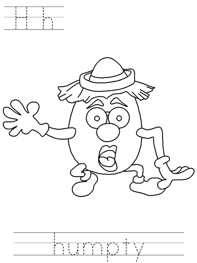 Printable print practice coloring page - Hh humpty