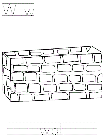 Printable print practice coloring page - Ww wall