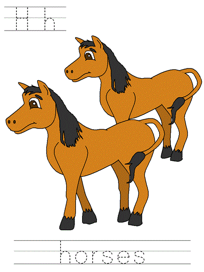 Printable print practice worksheet - Hh horses