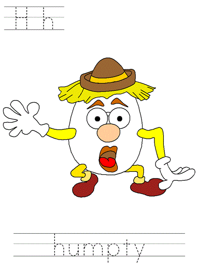 Printable print practice worksheet - Hh humpty