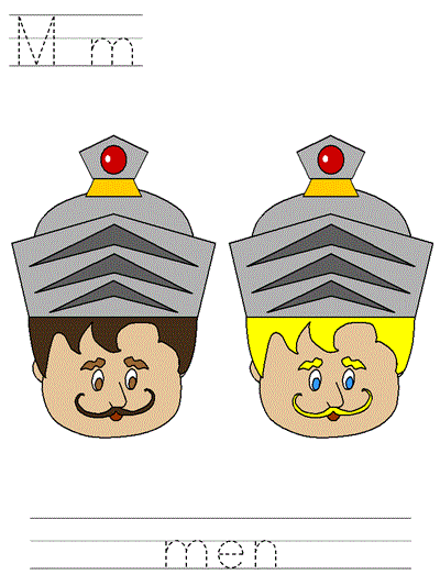 Printable print practice worksheet - Mm men