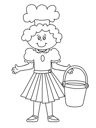 coloring page of Jill carrying a page of water