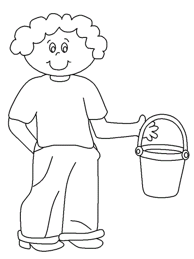 coloring page of Jack carrying a pail of water