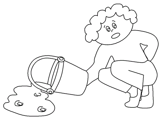 coloring page of Jack and the spilled pail of water