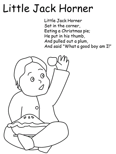Little Jack Horner coloring page with lyrics