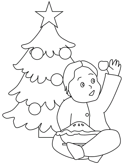 printable poster of Jack Horner sitting in front of a Christmas Tree