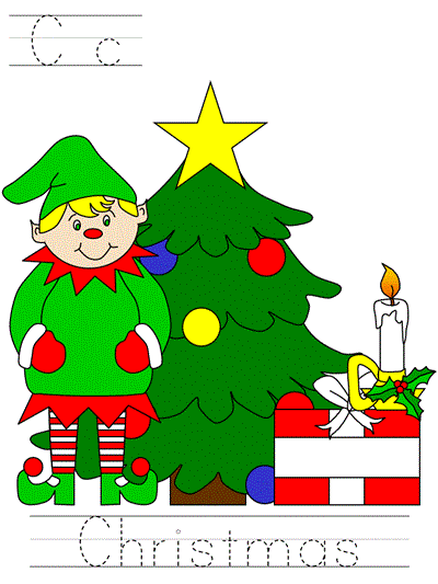 Printable print practice worksheet - Cc Christmas