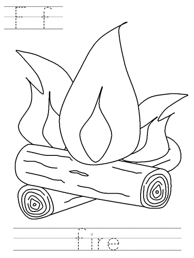 Printable print practice coloring page - Ff fire