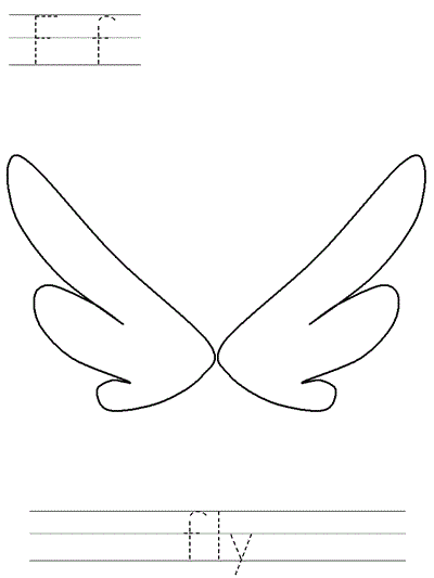 Printable print practice coloring page - Ff fly