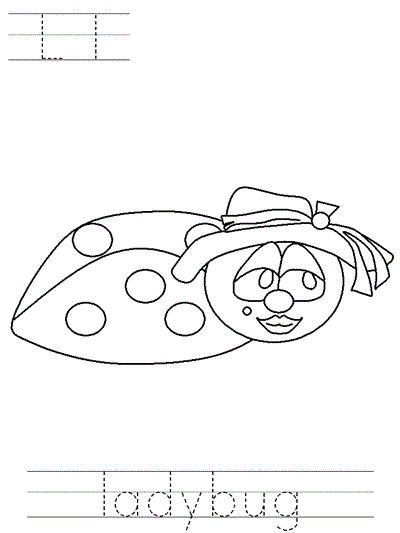 Printable print practice coloring page - Ll ladybug