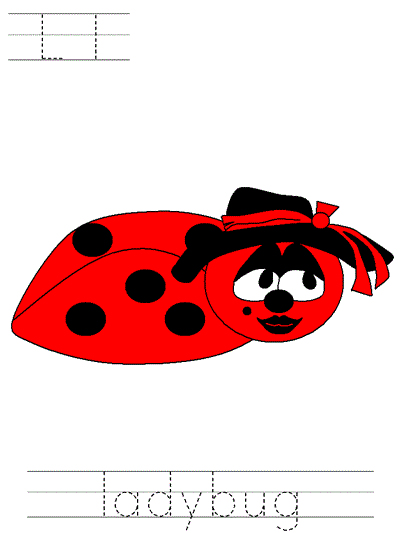 Printable print practice worksheet - Ll ladybug