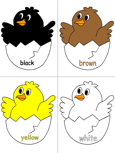 printable poster of black, brown, yellow and white chicks