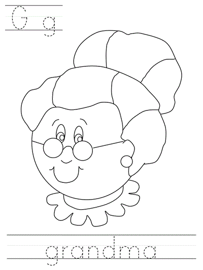 Printable print practice coloring page - Gg grandma