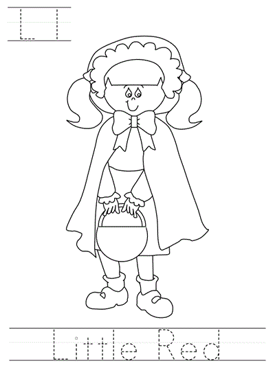 Printable print practice coloring page - Ll Little Red