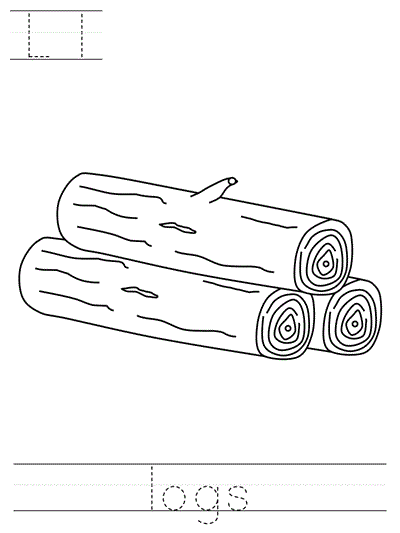 Printable print practice coloring page - Ll logs