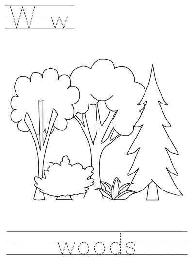 Printable print practice coloring page - Ww woods