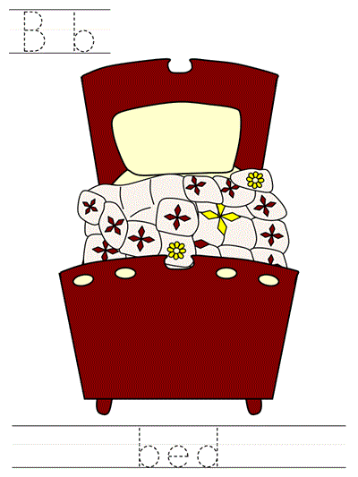 Printable print practice worksheet - Bb bed